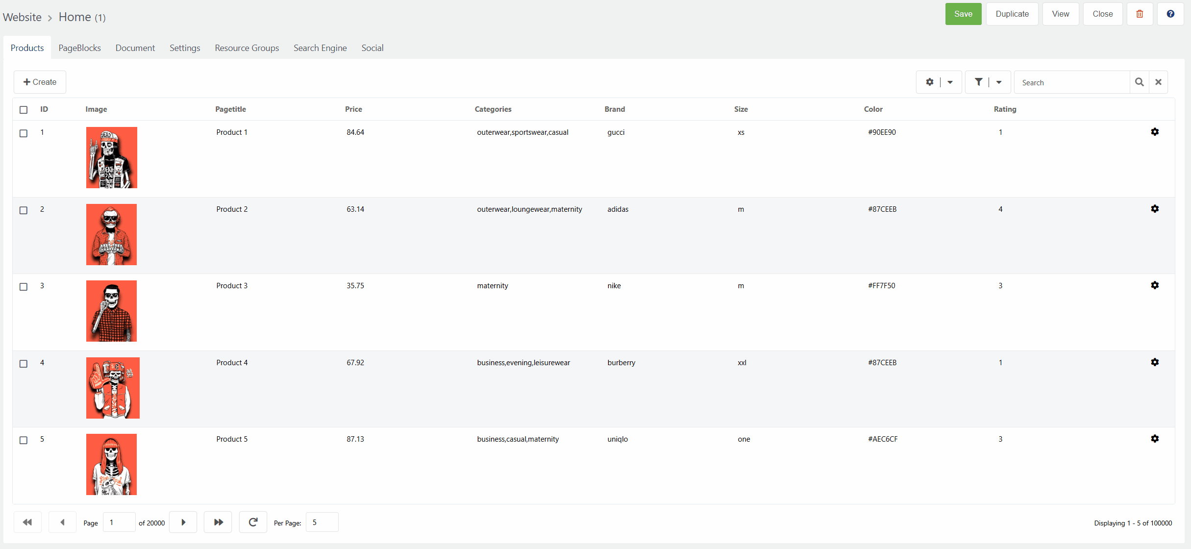 PageBlocks filters